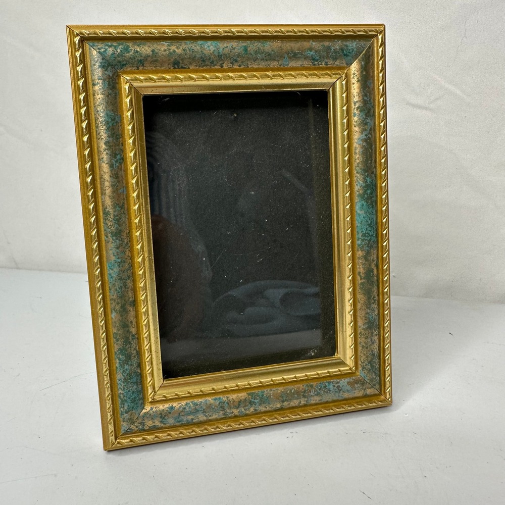 Burnes of Boston Gold Green Verdigris Picture Frame Vintage Style 3.5x5 Tabletop